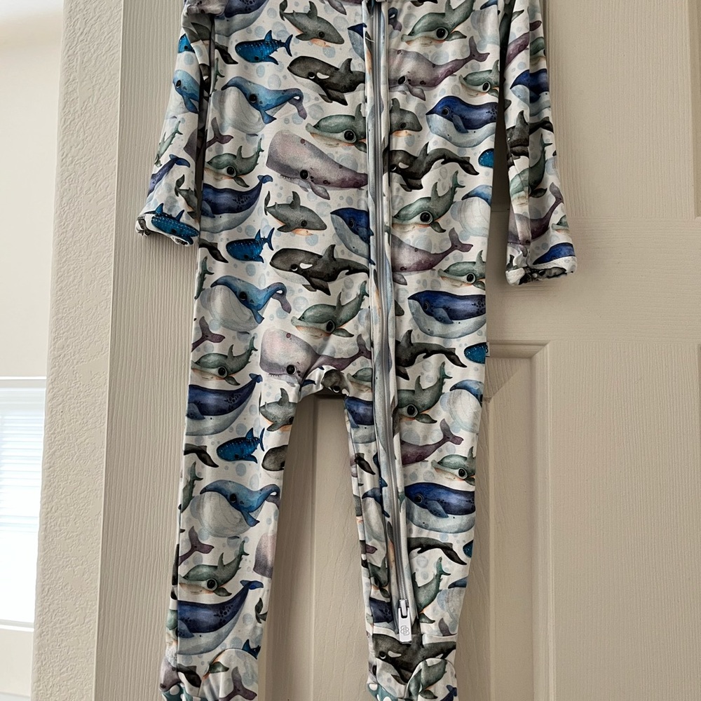 Little Bum Bums bamboo footed pajamas. 9-12 months
